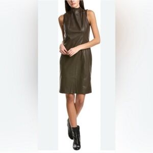 J. McLaughlin Delmar Faux Vegan Leather Midi Dress in Java Brown Size L